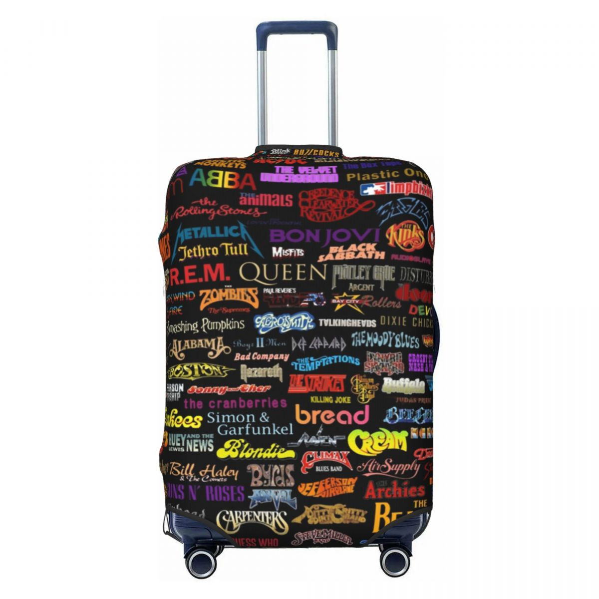 Rockbands Koffer Abdeckung Vintage Musik Reise Urlaub elastisches Gepäck liefer