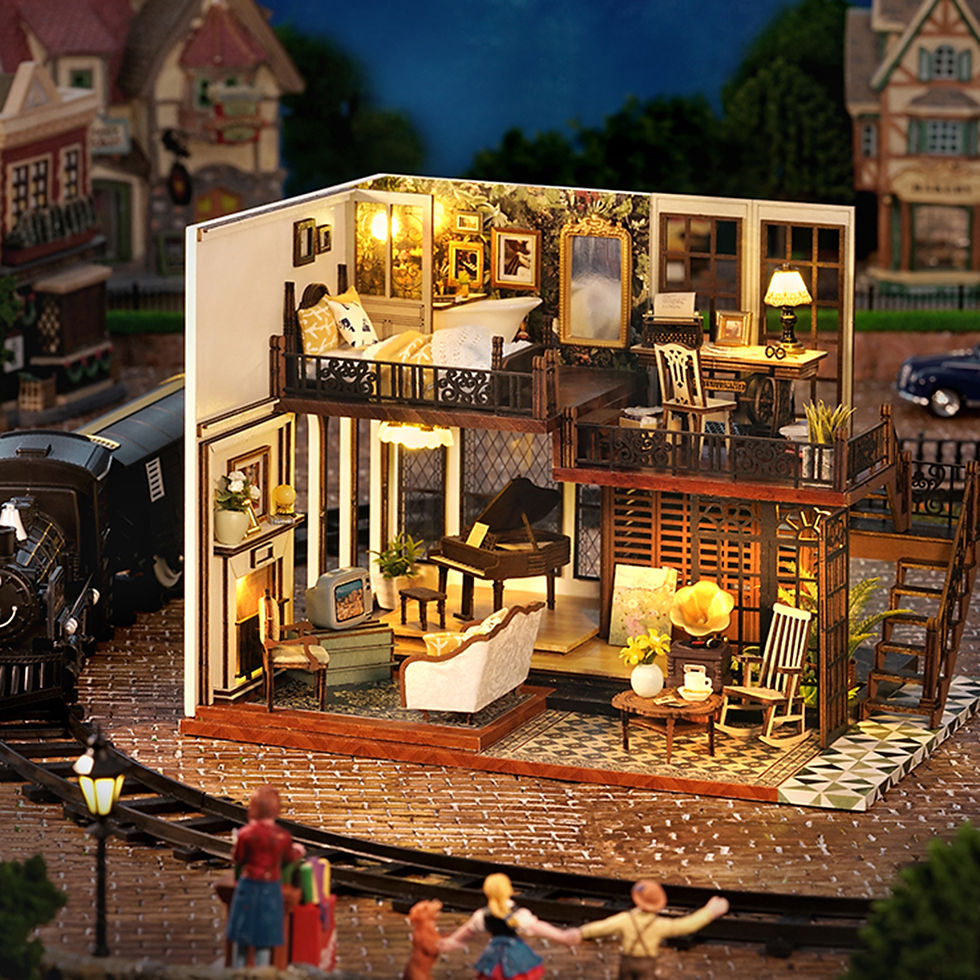 Miniaturbild: DIY Wooden Doll Houses Diorama Toys Kids Miniature Dollhouse Puzzle Model Minia