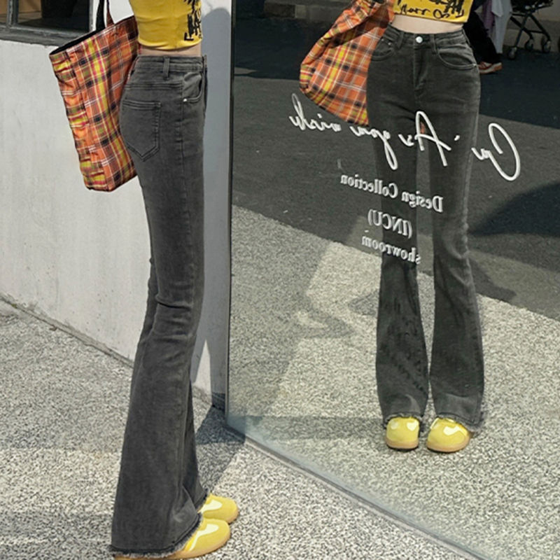 Thumbnail: Woman Korean High Waist Flare Jeans Lady Fashion Designer Bell Bottom Pants Gir
