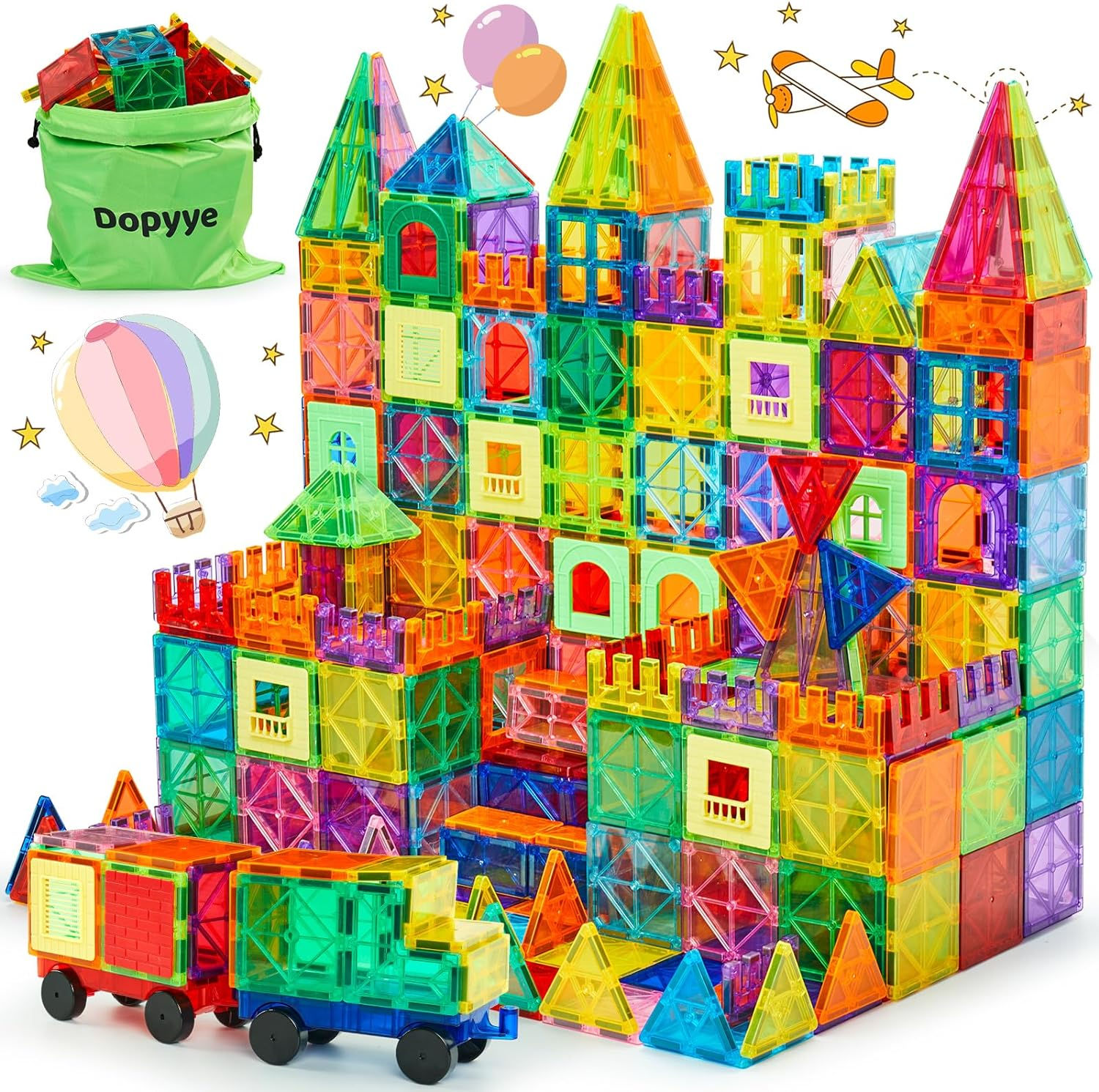 Magnetic Building Tiles for Kids, 100 PCS Magnetic Blocks with Storage Bag, Mag