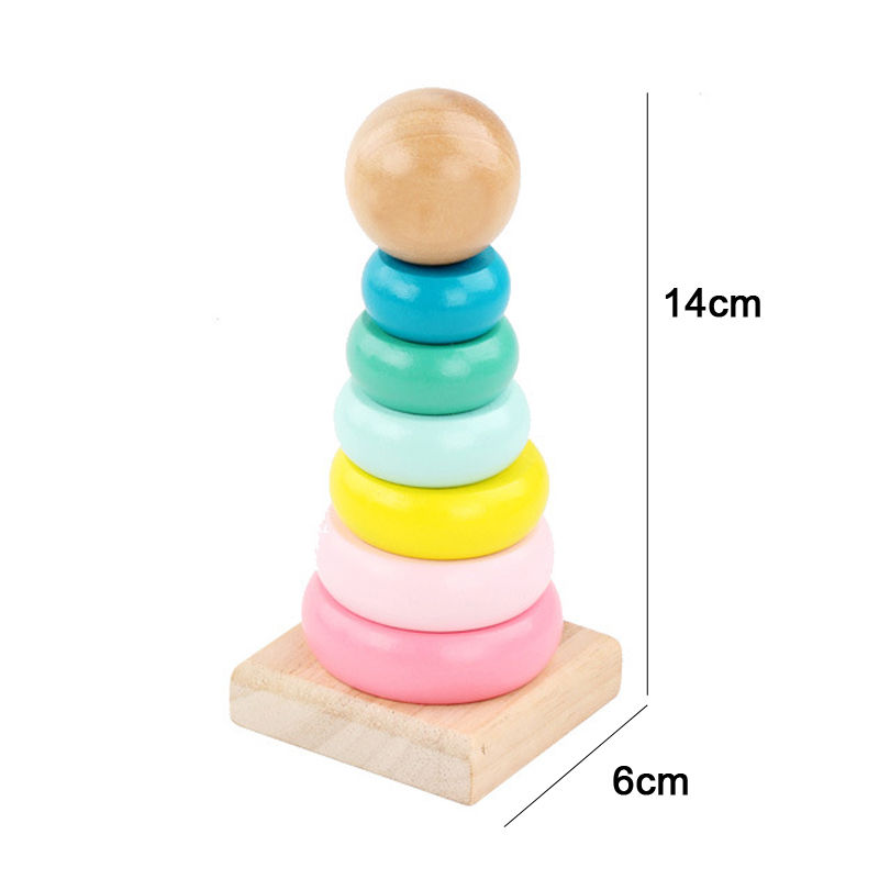 Thumbnail: Hot Kids Montessori Wooden Toys Macaron Blocks Learning Toy Baby Music Rattles 