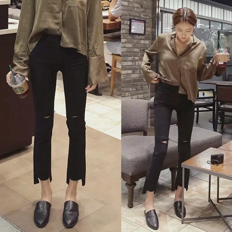 Thumbnail: Blackjeanswomen's High-waisted Slimming Spring Autumn Lightweight Trousers Kore