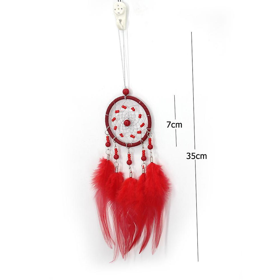 Thumbnail: Handmade Silver Bead Dream Catcher Wind Chimes Indian Style Feather Pendant