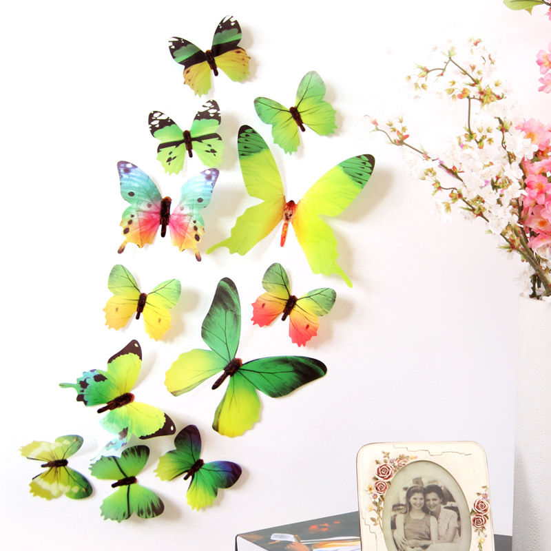 Thumbnail: 12Pcs 3D Butterfly Wall Stickers Home Decor New Year Gift Self Adhesive PVC