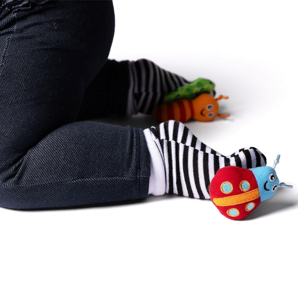 Thumbnail: Baby Rattle Socks - 2-Pack - Cute Jingling Booties for Infants, Toddlers, Newbo