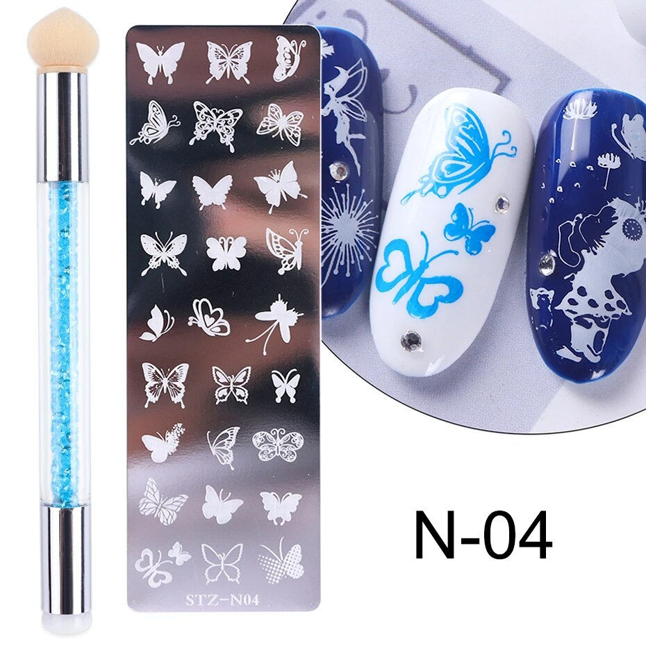 Thumbnail: Nagel Stempel platten Set Silikon Stempel Pinsel Nail Art Stempel Politur Trans