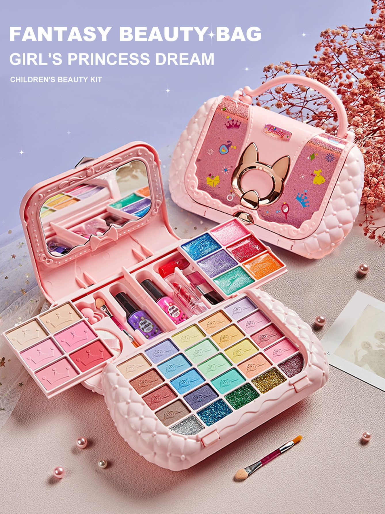 Kids Washable Makeup Girl Toys - Kids Makeup Kit for Girl, Real Make Up Set, Li