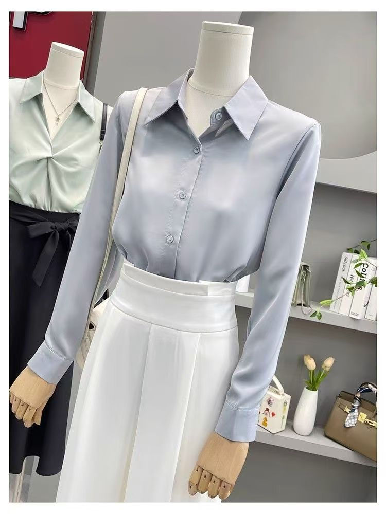 Thumbnail: Long Sleeve Chiffon Blouse Shirts Women Blusas  Solid Color Office Lady Wear Si