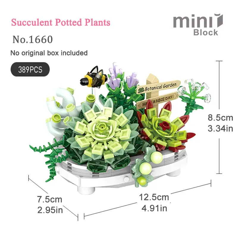 Miniaturbild: Mini Bouquet Building Blocks Flowers Succulent Cherry Blossom Bonsai 3D Model D