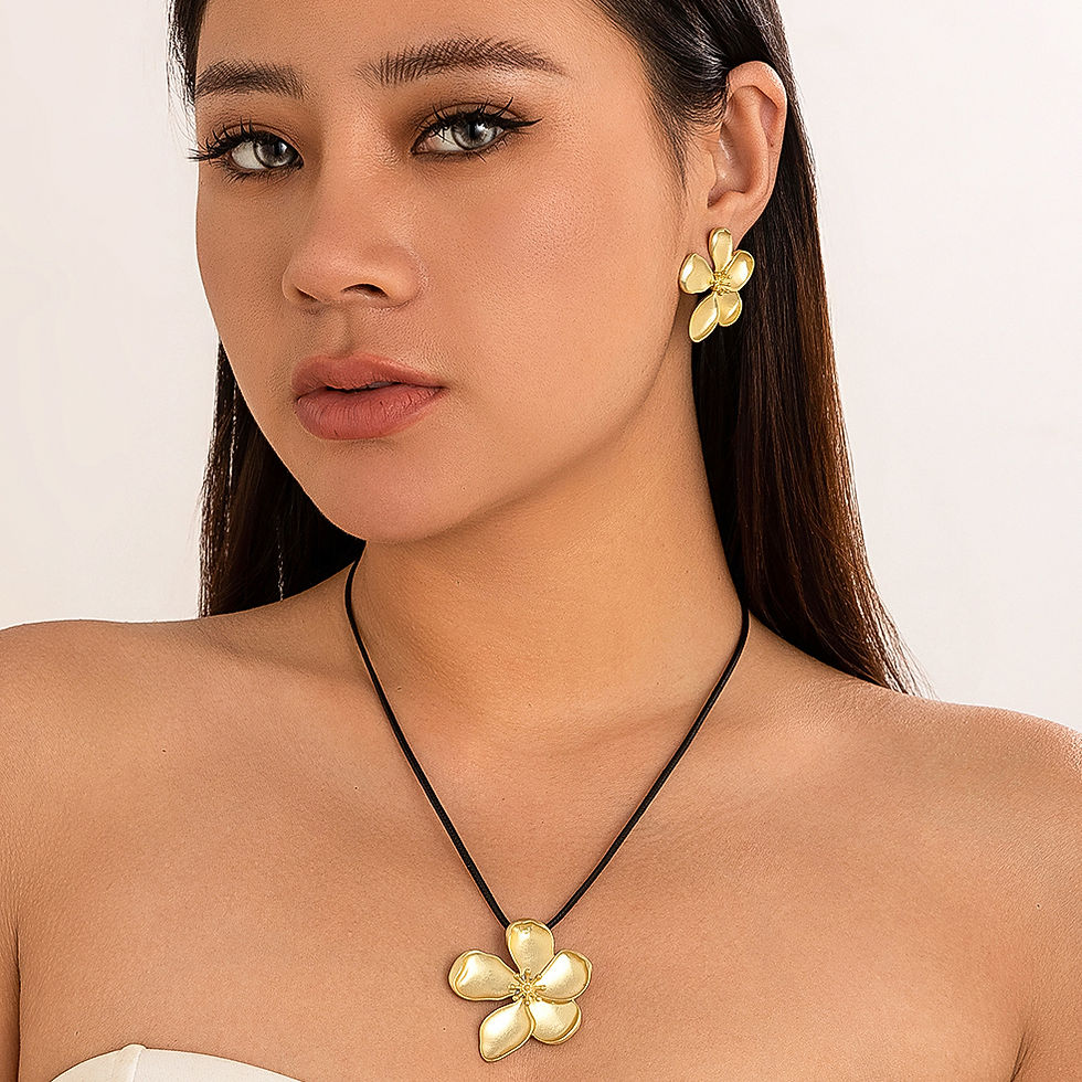 Miniaturbild: Ingemark Kpop Sweet Flower Petal Pendant Choker Necklace Stud Earrings Women Br