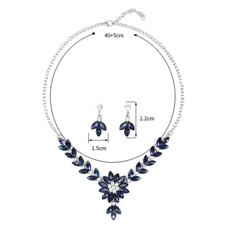 Miniaturbild: 2Pcs Women Bridal Jewelry Sets Vintage Luxury Flower Crystal Wedding Earrings N