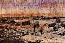 Lonely man in construction pit.