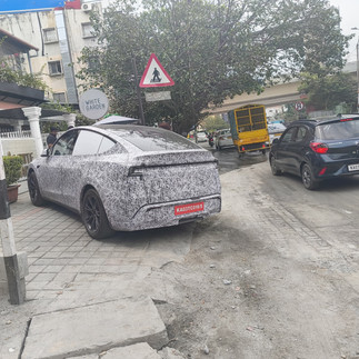 Tesla Model Y with temporary registration plate spotted in India