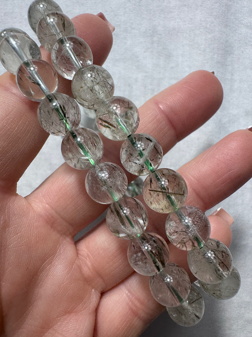 Thumbnail: Collier JUMBO Quartz Tourmaline Verte Calibre L 45cm