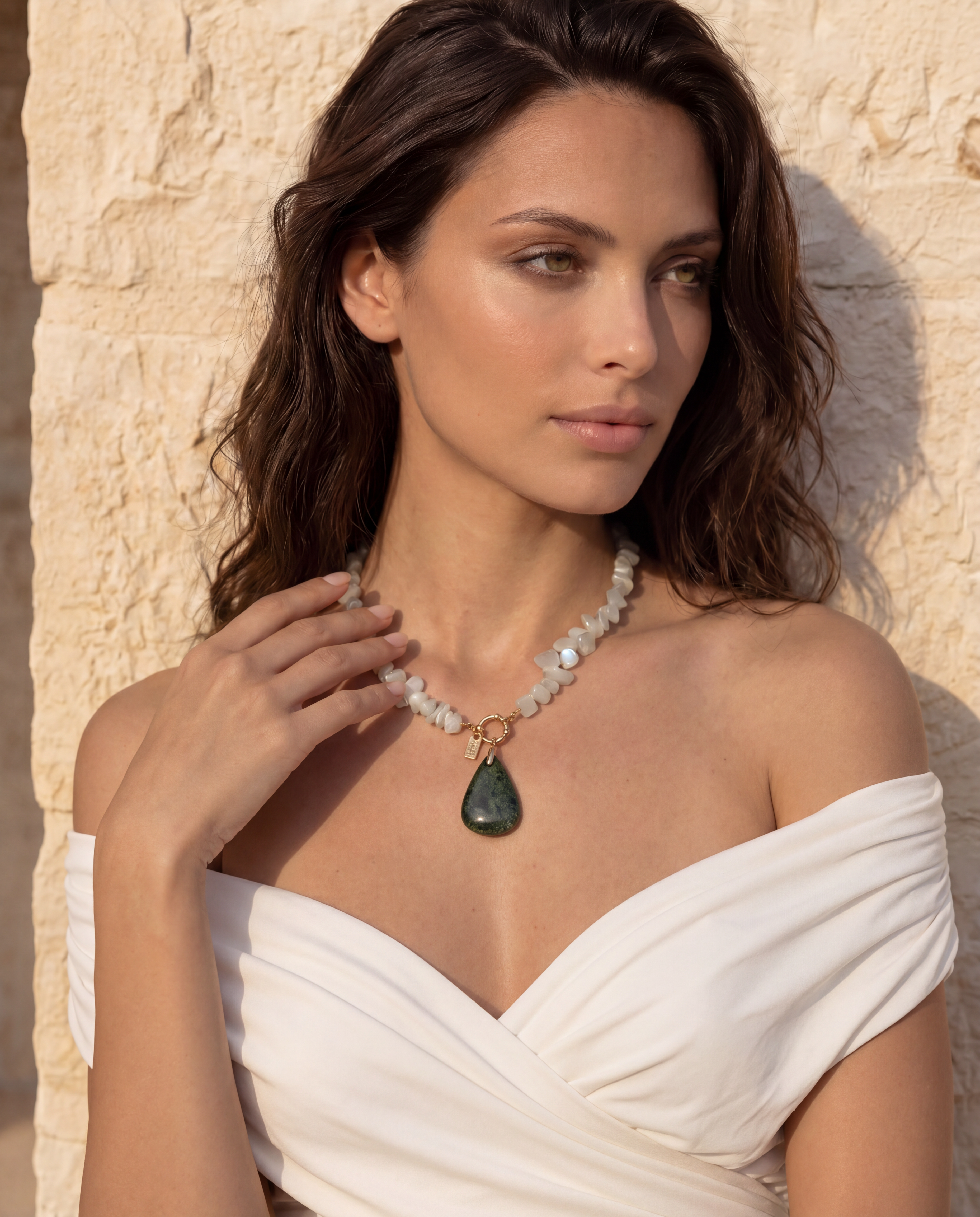Jumbo Multi Petals Necklace Moonstone
