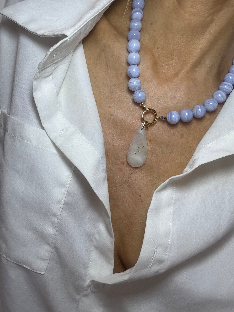 Miniatura: Collana JUMBO XL in Calcedonio Blu