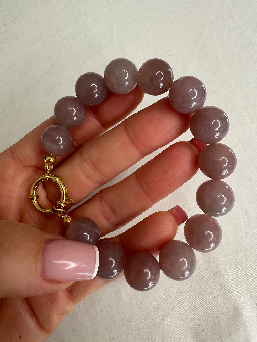 Thumbnail: Bracelet JUMBO Quartz Rose de Madagascar