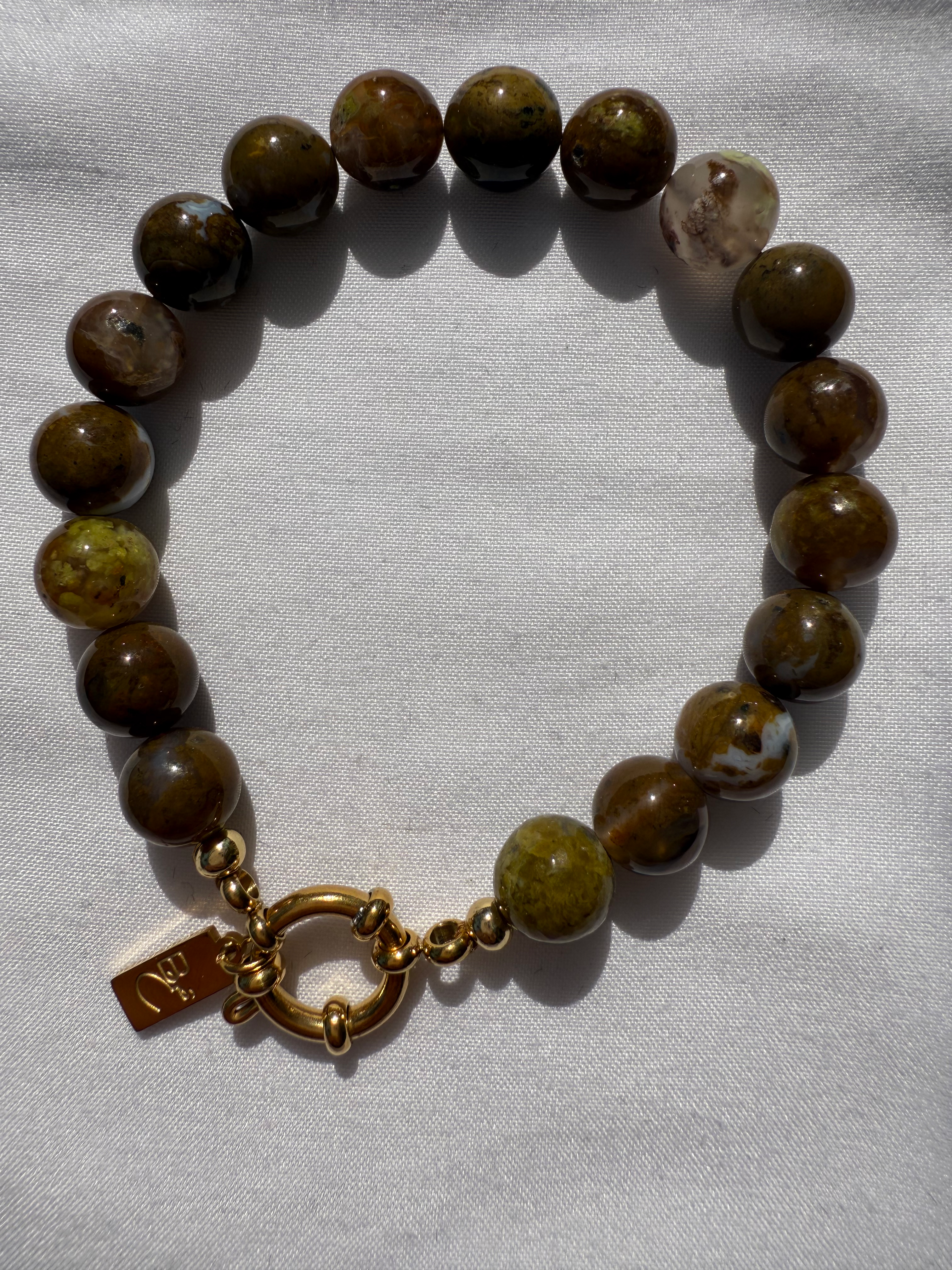 Bracelet JUMBO L Agate Verte Opalisée