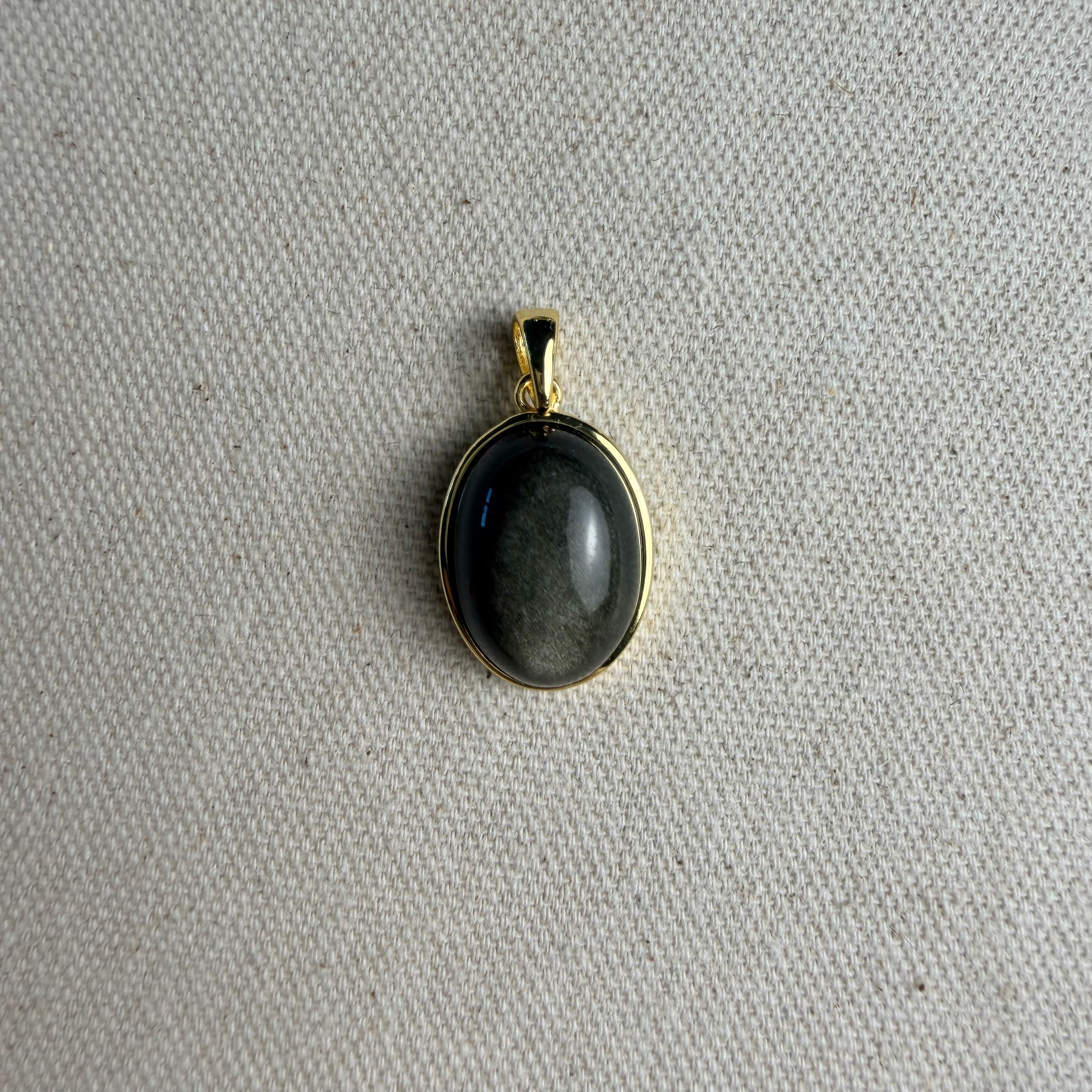 Silver Obsidian — Gold-Plated Setting