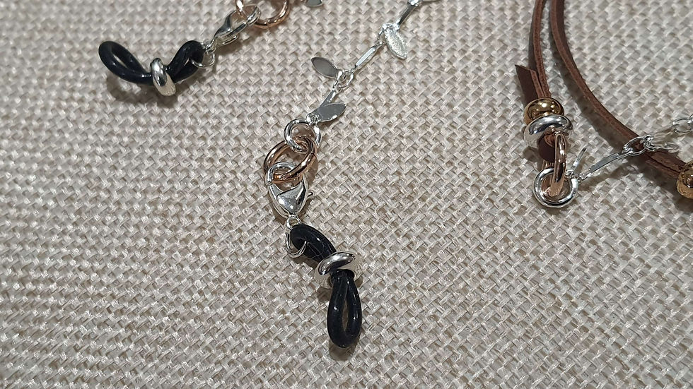 Miniature : Chaîne de lunettes maillons et cuir