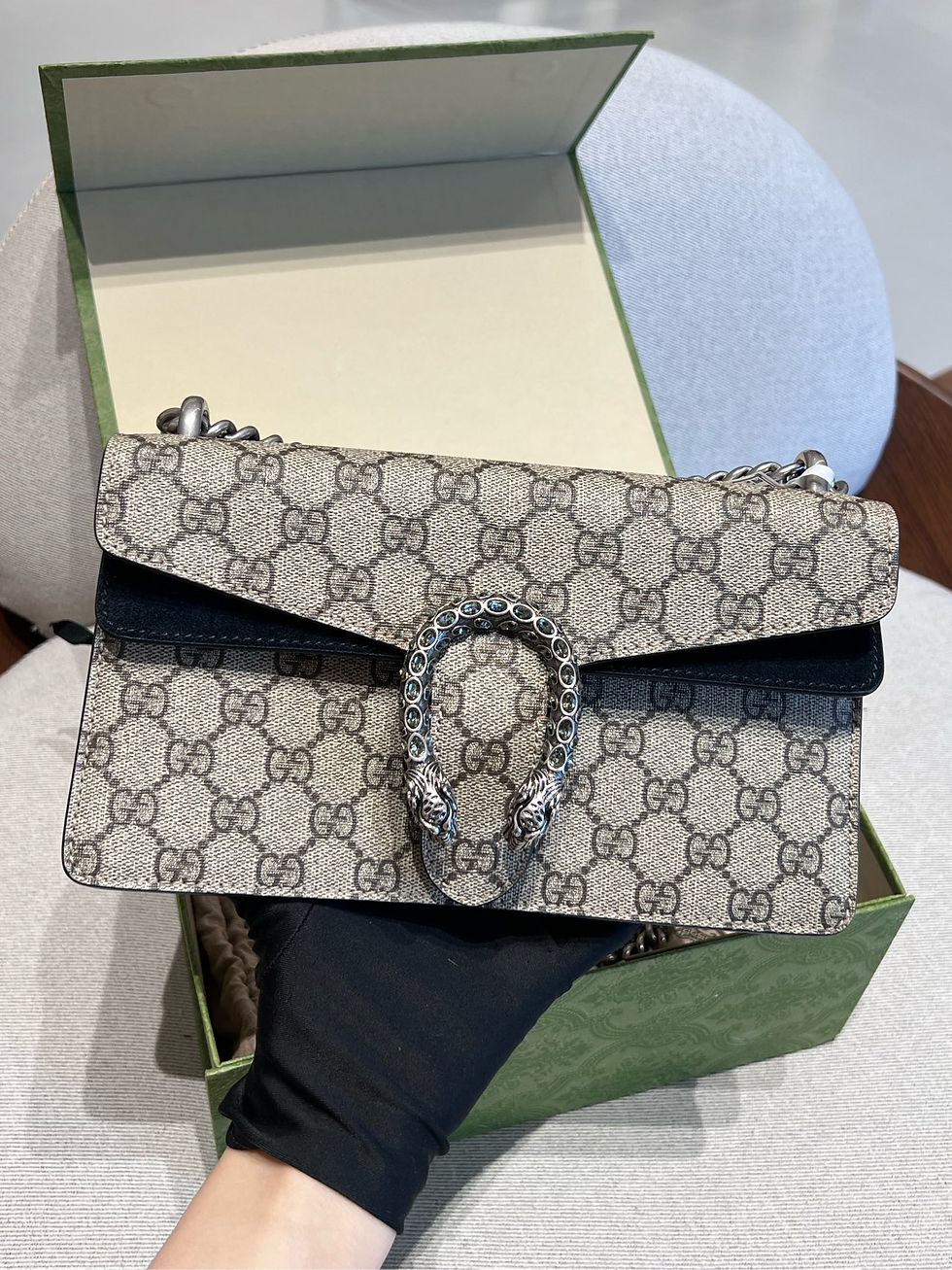 【Gucci】Gucci Black Canvas Diamond Buckle Dionysus Chain Bag