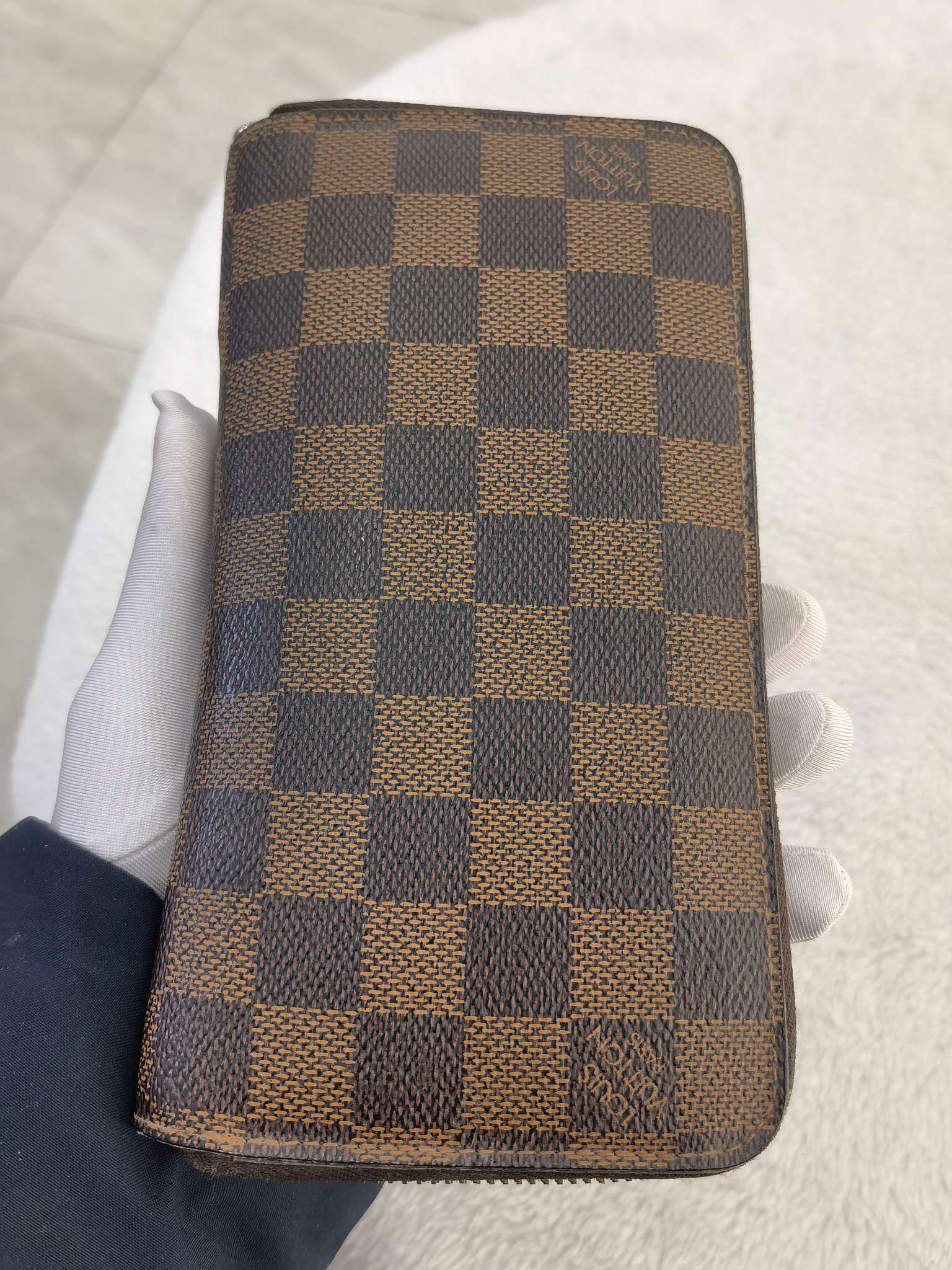 【Louis Vuitton】LV Checkered Zipper Long Wallet with Multiple Card Slots