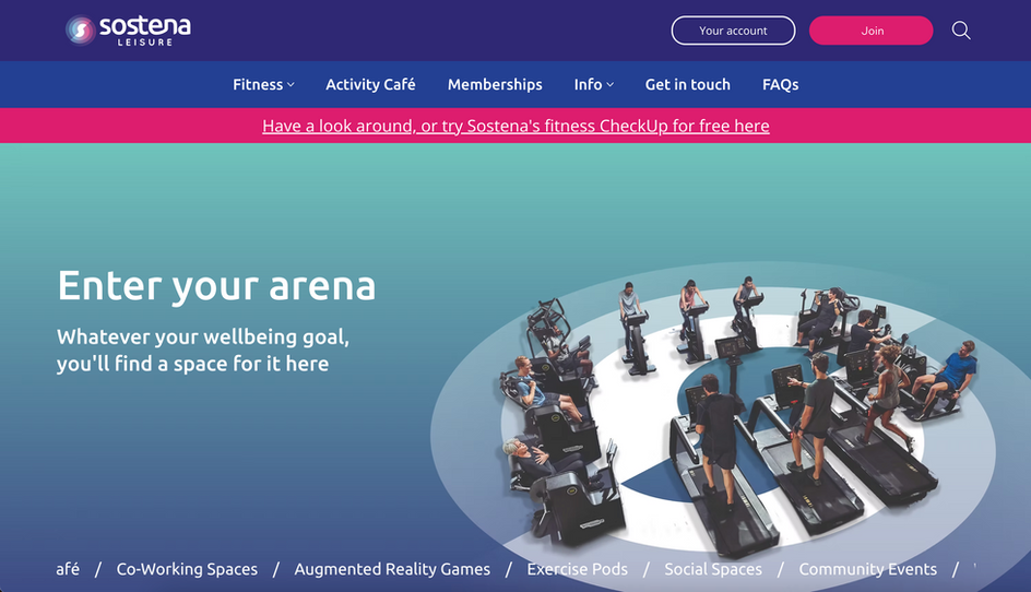 The homepage for Sostena Leisure