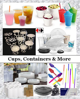Ice cream cups, containers, utensils