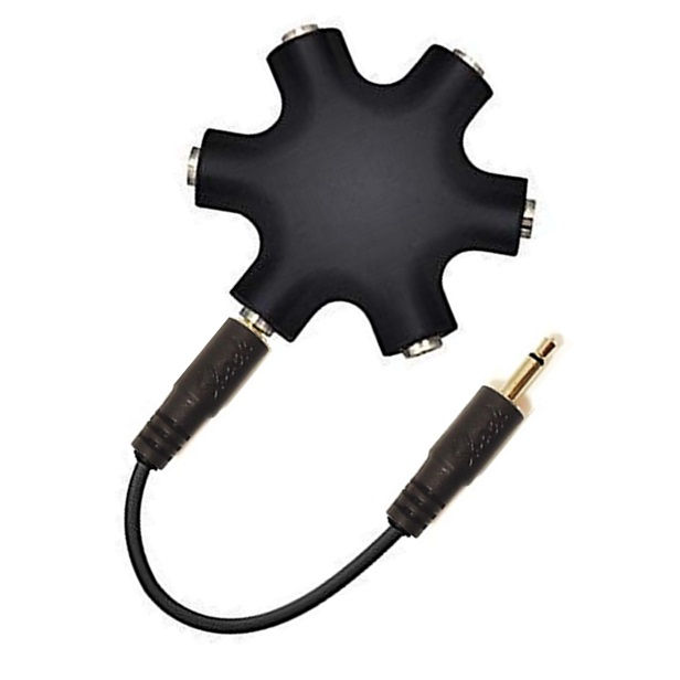 Thumbnail: 3.5mm (1/8") TS Mono CV/Audio 6-Way Multiple Hub+Cable Black