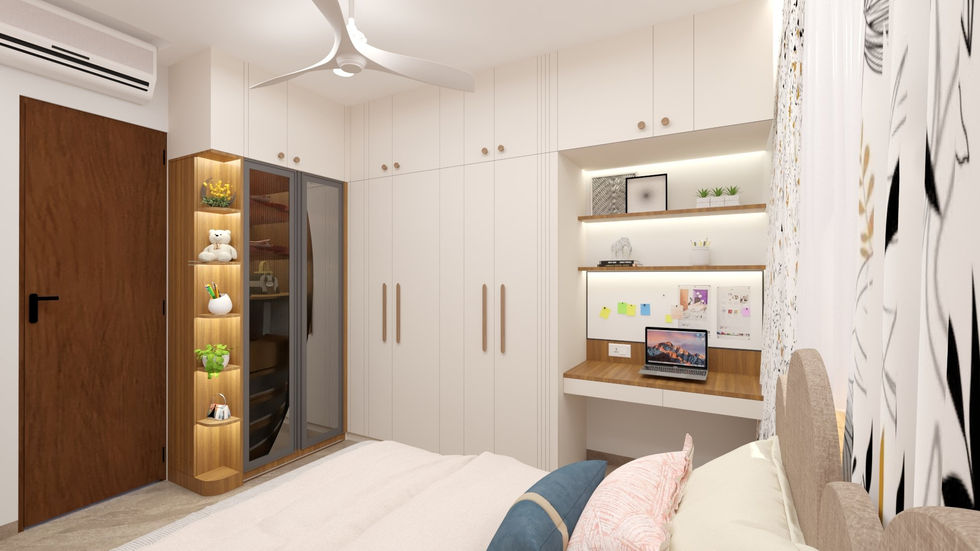 Contemporary Master Bedroom with Floor-to-ceiling Wardrobes in Kharadi Pune | Verb Interior
