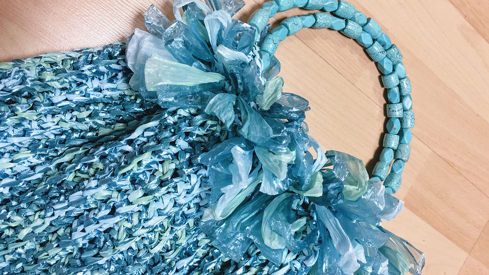 Thumbnail: Raffia Turquoise Handwoven Tote, "POSEIDON"