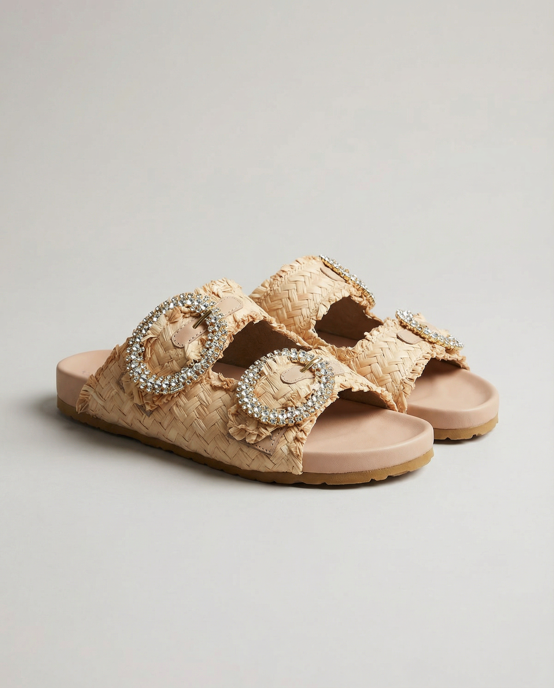 Hydra - Raffia crystal buckle slides