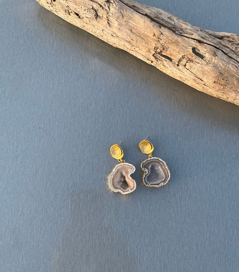 Thumbnail: Mocha Mousse Gold Drop Earrings - Mocha