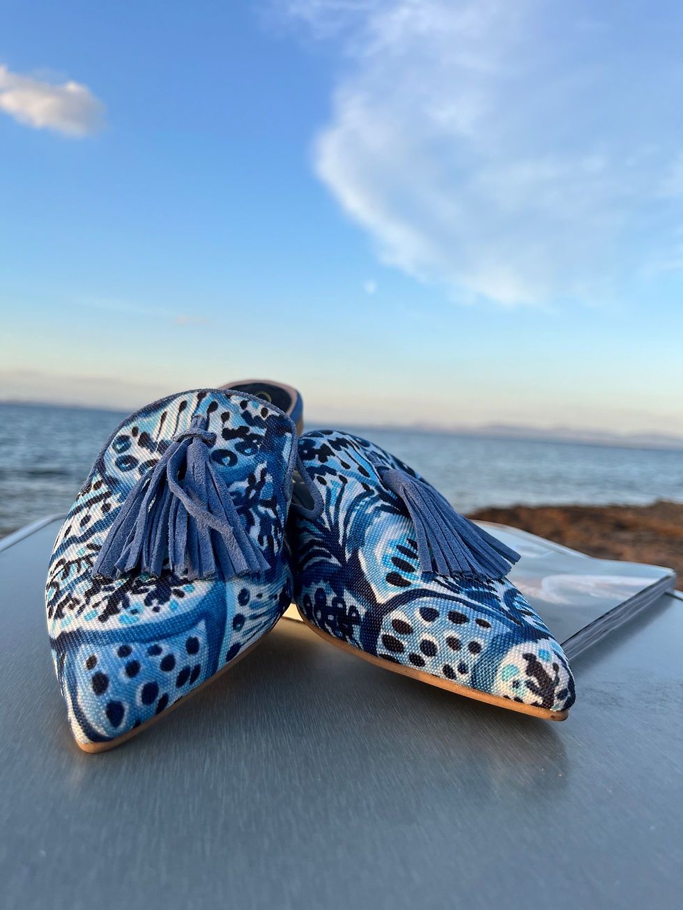 Thumbnail: 10mm  Sky Blue Leather Mules - Sky