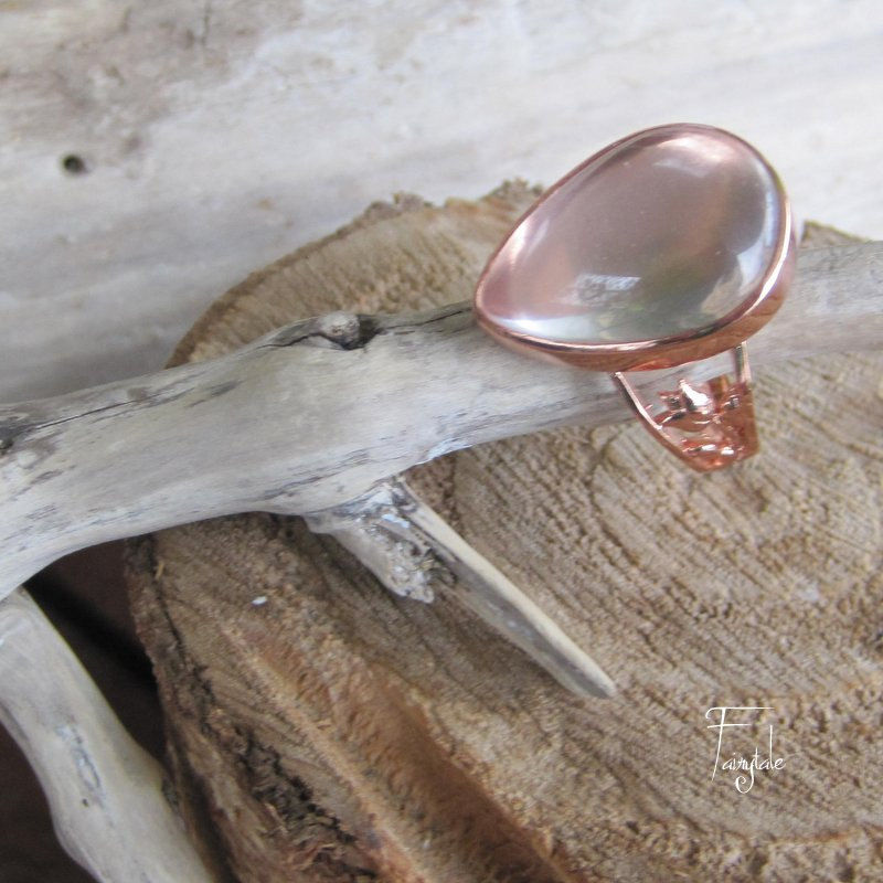 Miniatura: Crystal Quartz Ring - Size 7 - Sterling silver plated in rose gold - Rozy
