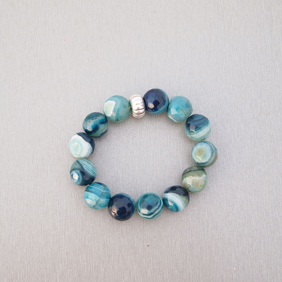 Miniatura: Lace Agate Blue toned bracelet -Waves