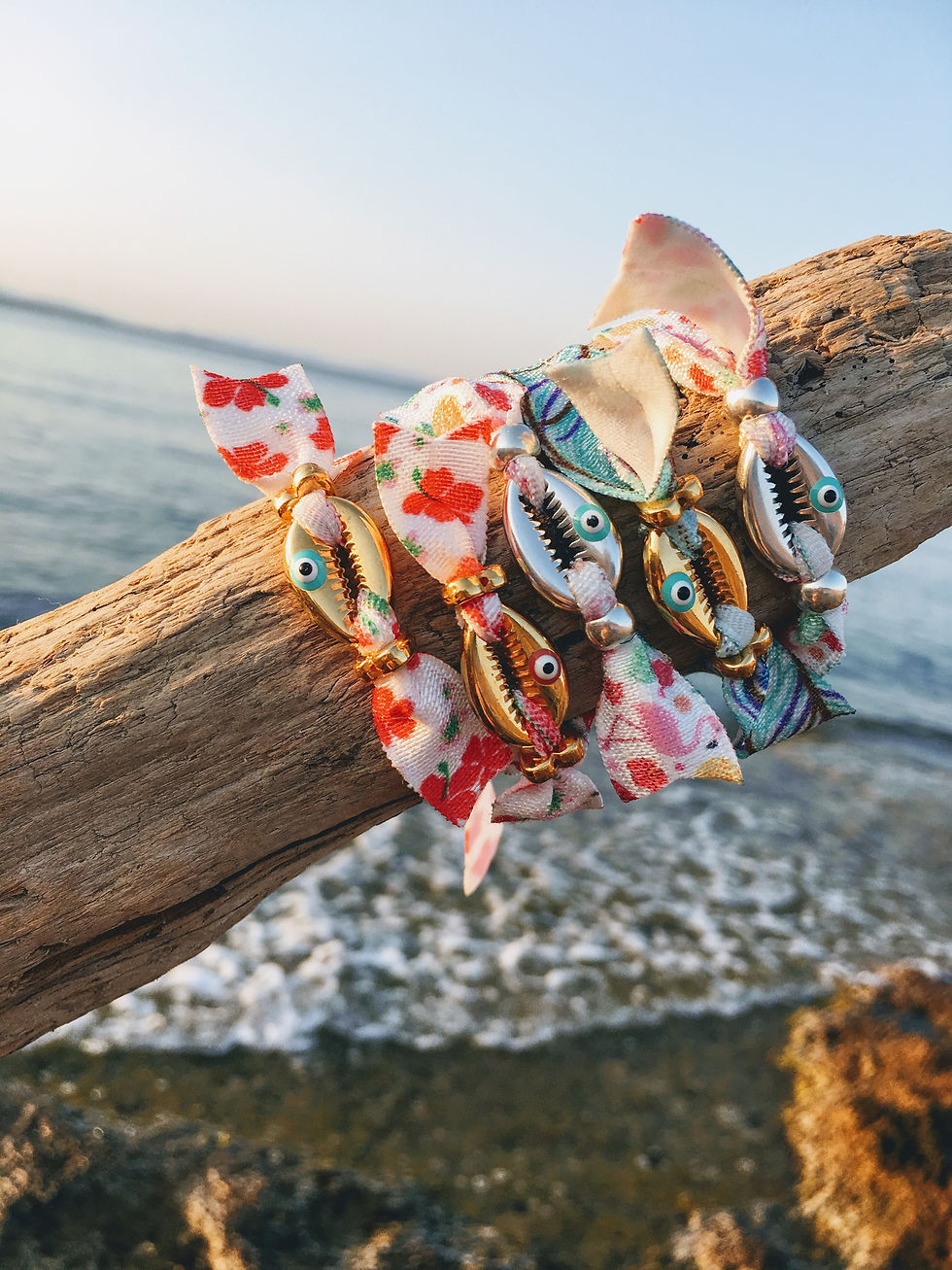 Colorful Ribbons Cowrie Bracelets