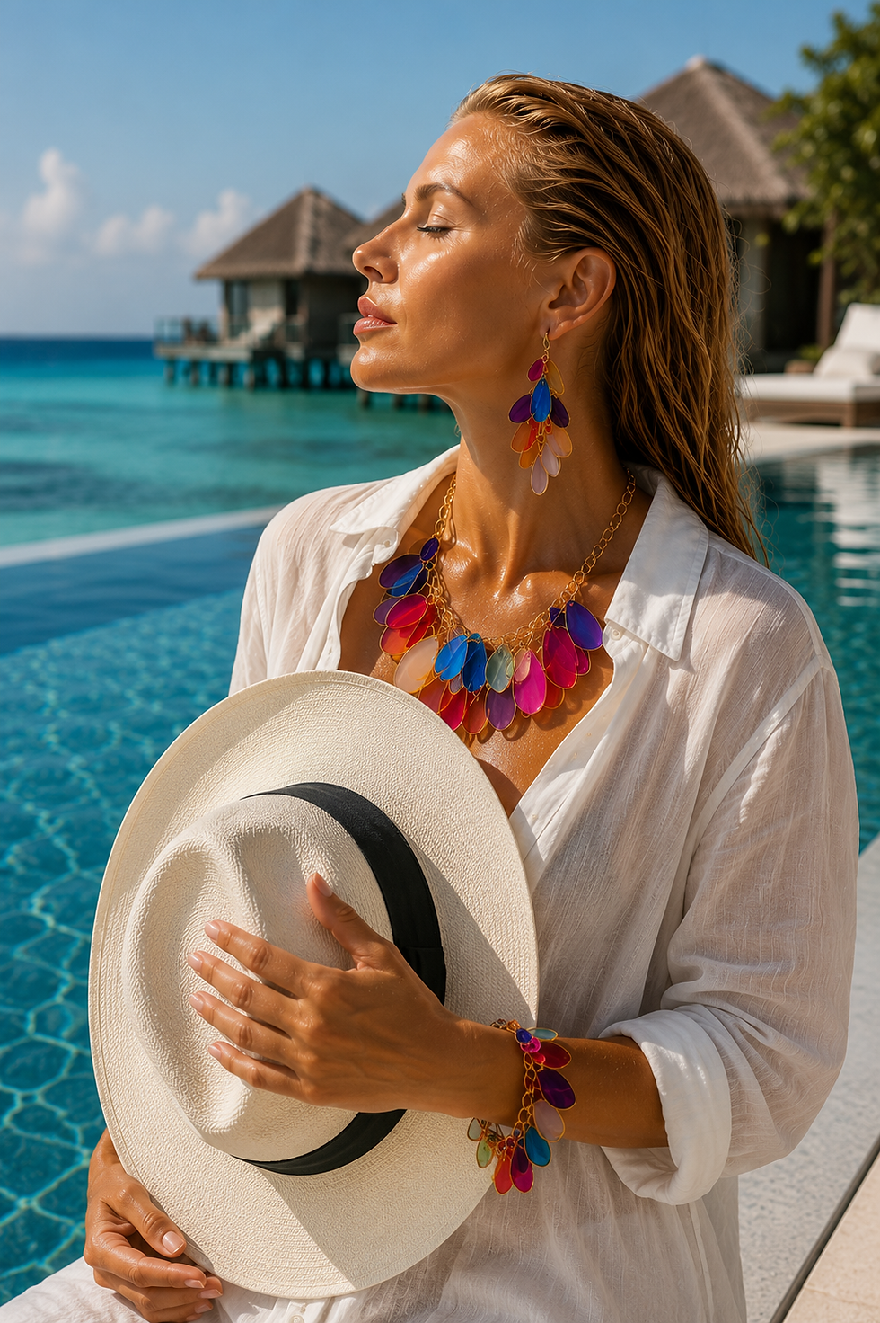 Thumbnail: Vitreaux glass charms Necklace - "Sirene"