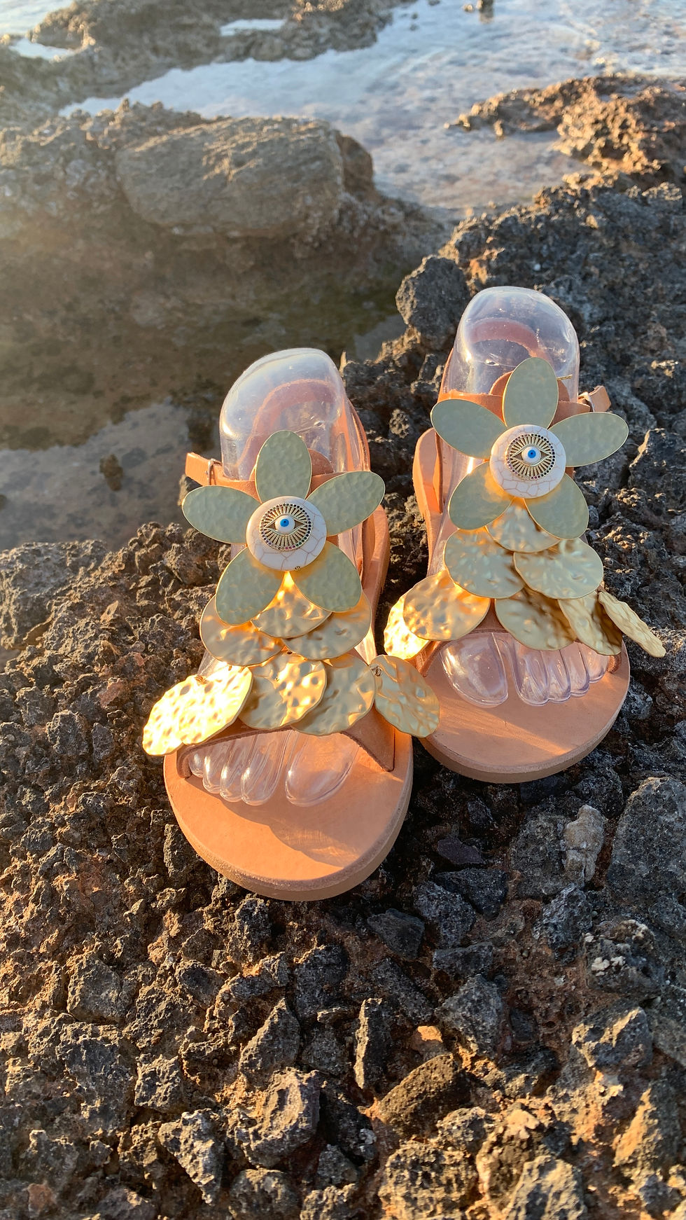 Thumbnail: Jeweled gold leather sandals - "Artemis"