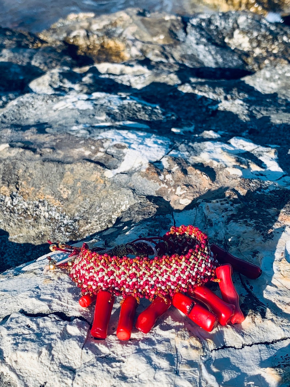 Thumbnail: Macrame Woven bracelet -"Coral Cove"
