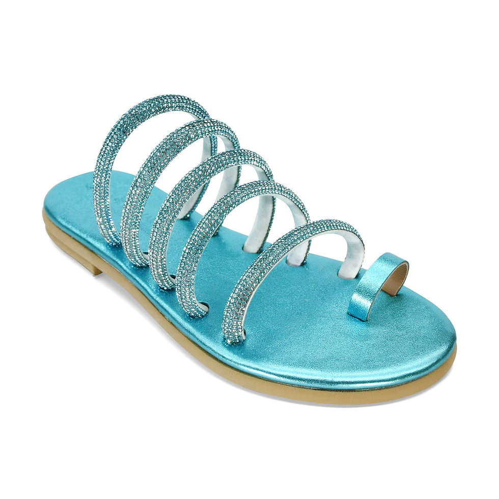 Thumbnail: Jeweled leather sandals with crystals