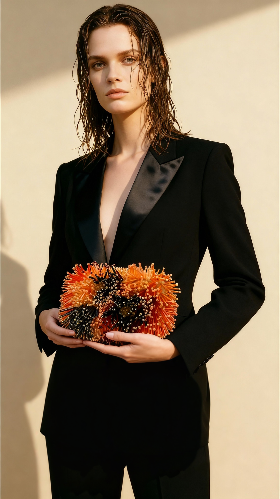 Miniatura: Glass beads embellished clutch bag - "GAIA"