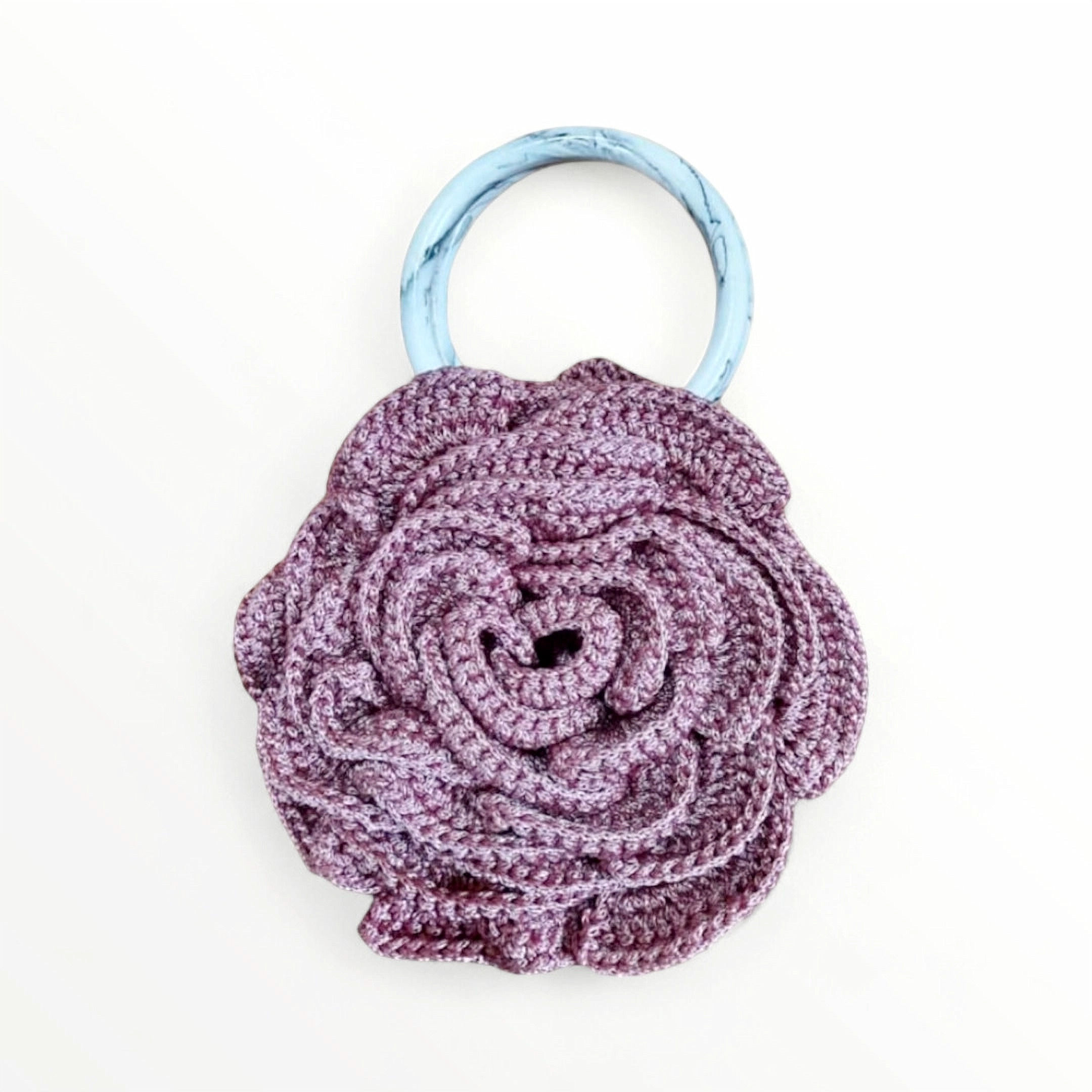 Handwoven Flower Tote, "Rose" Lavender