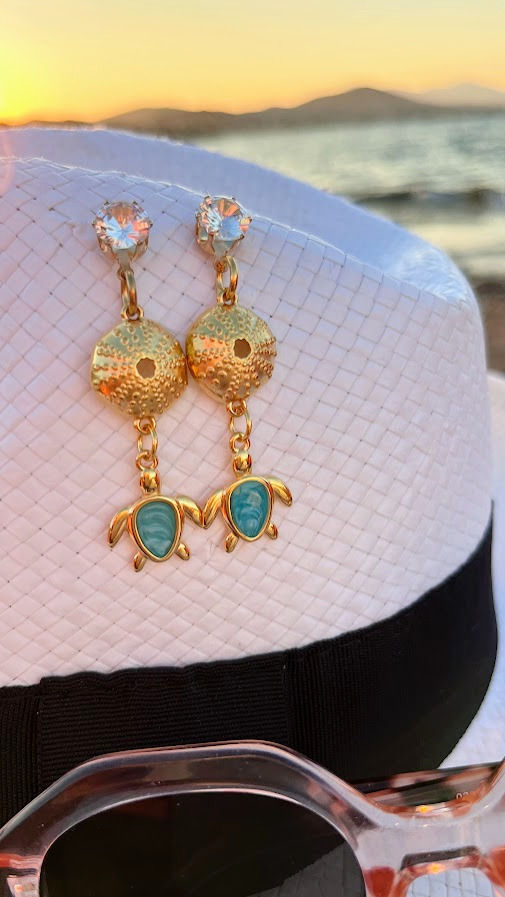 Thumbnail: Vitreaux glass Earrings - "Caretta Caretta"