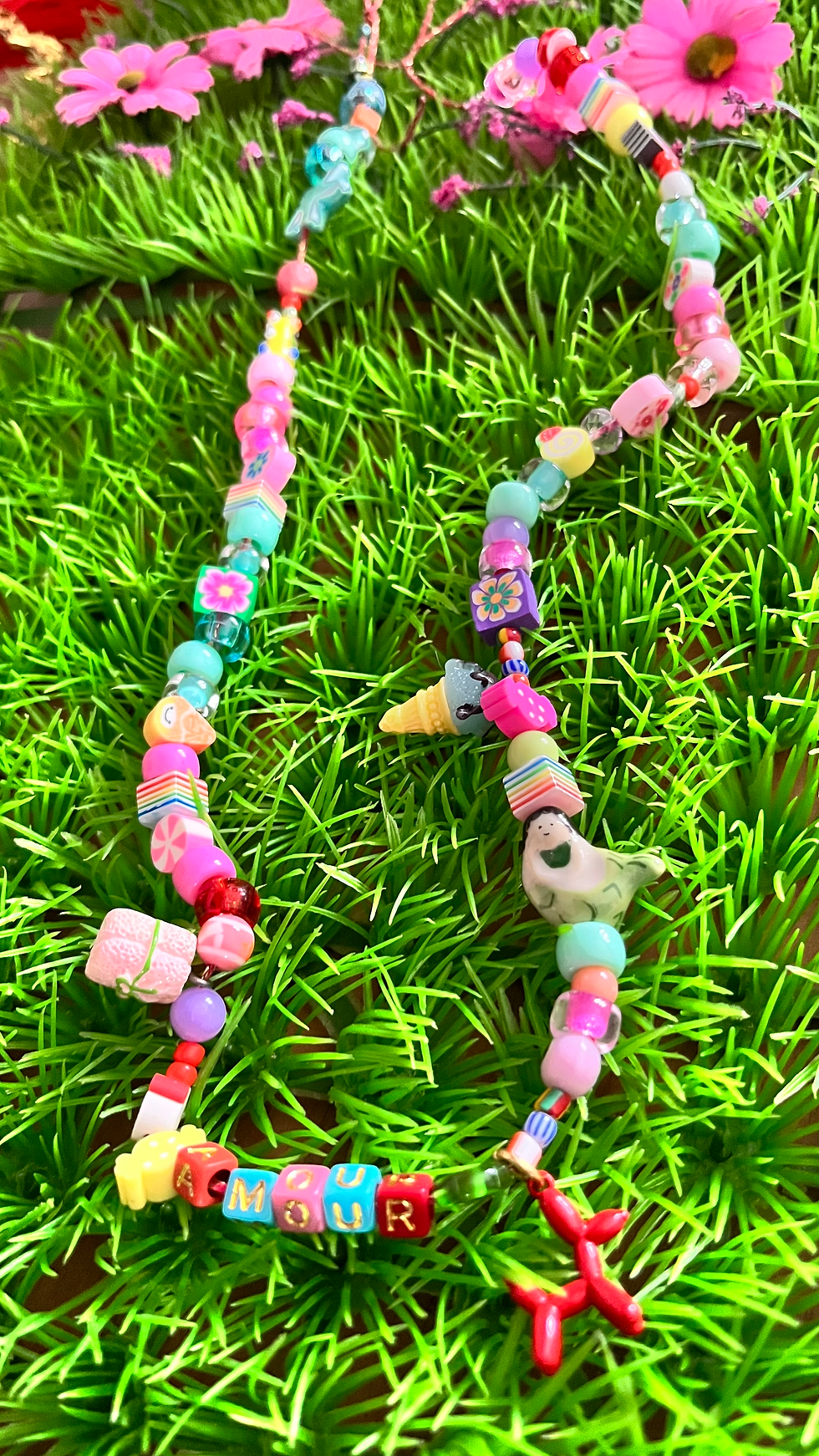 Miniature : Long Multicolored Necklace -AMOUR
