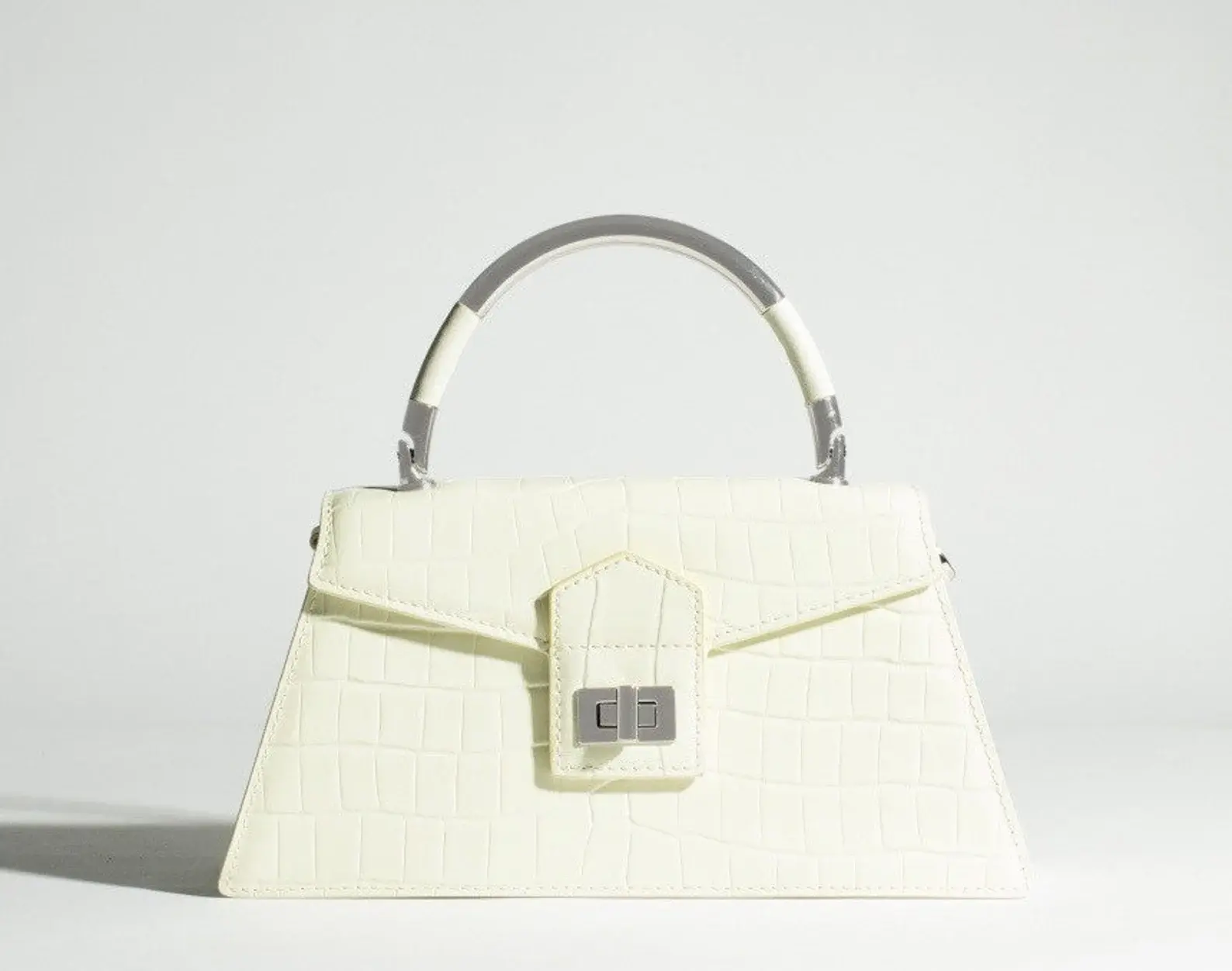 Top handle Ivory Leather Bag - DONNA BELLA IVORY