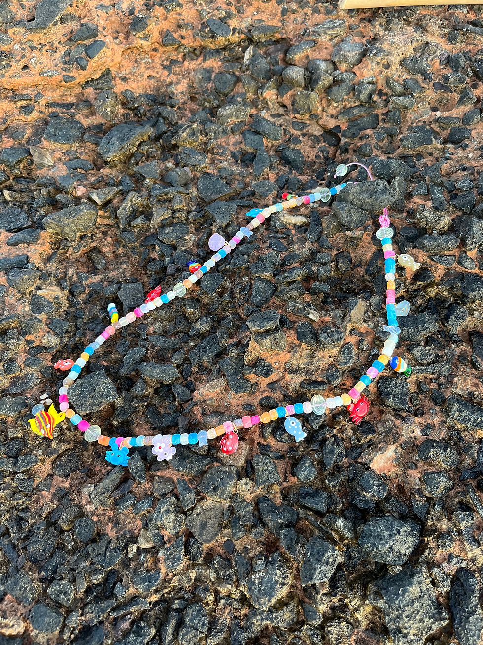 Miniature : Sea Treasures - Long Multicolored Necklace with Murano glass charms