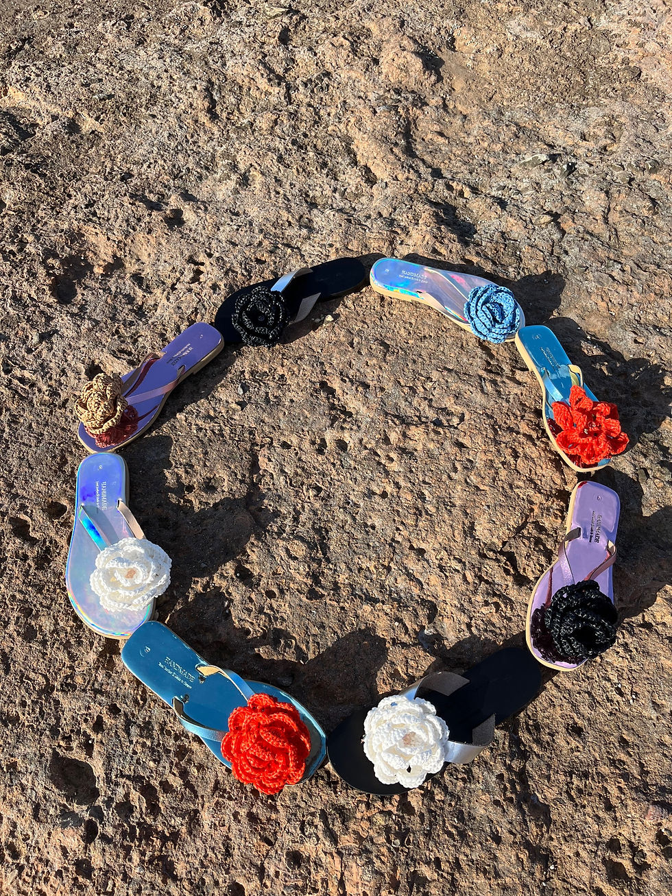 Thumbnail: "PEONY" TURQUOISE METALIC SANDALS