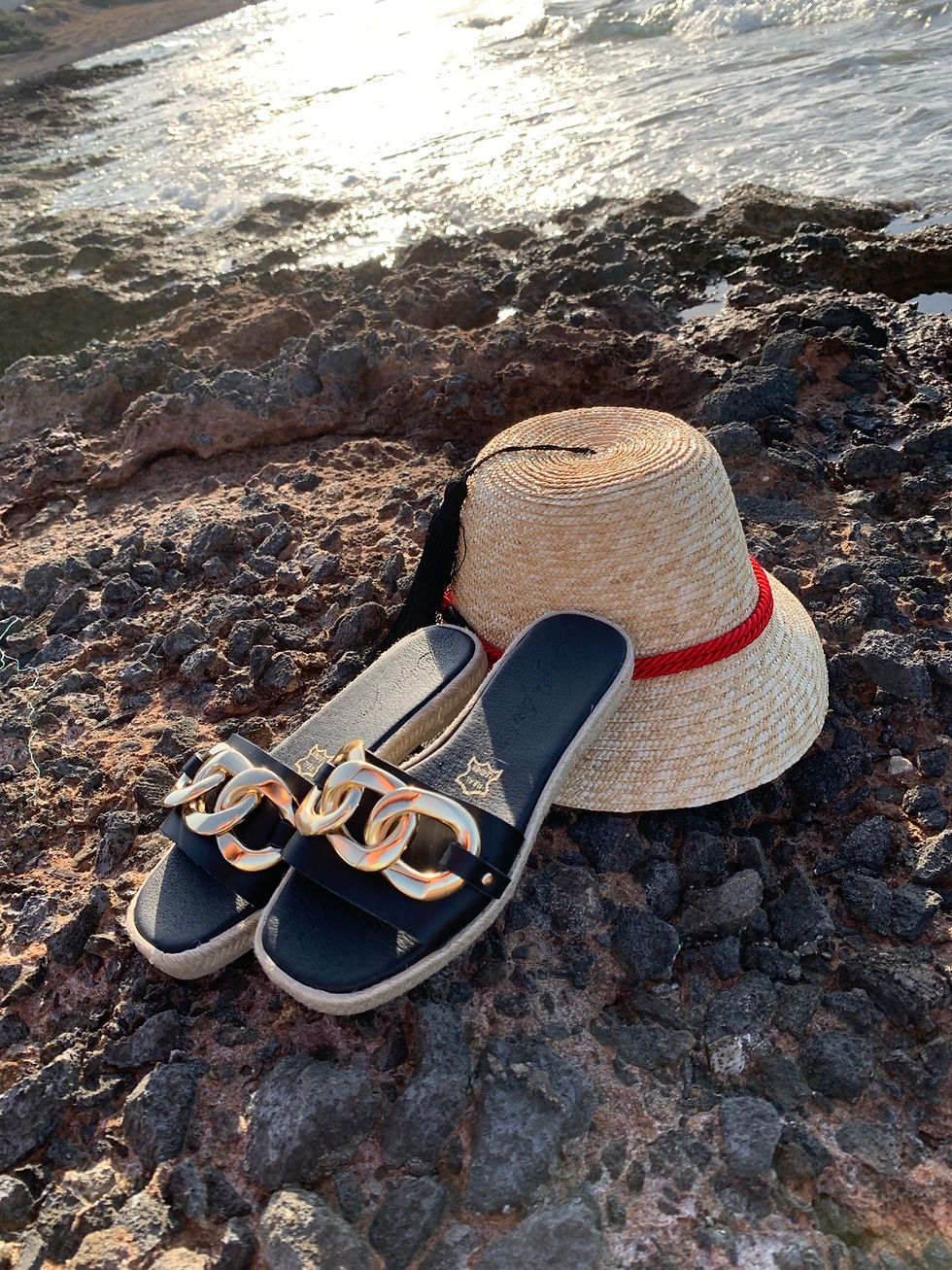 Miniatura: Handmade leather espadrilles with gold chain- “Roma”