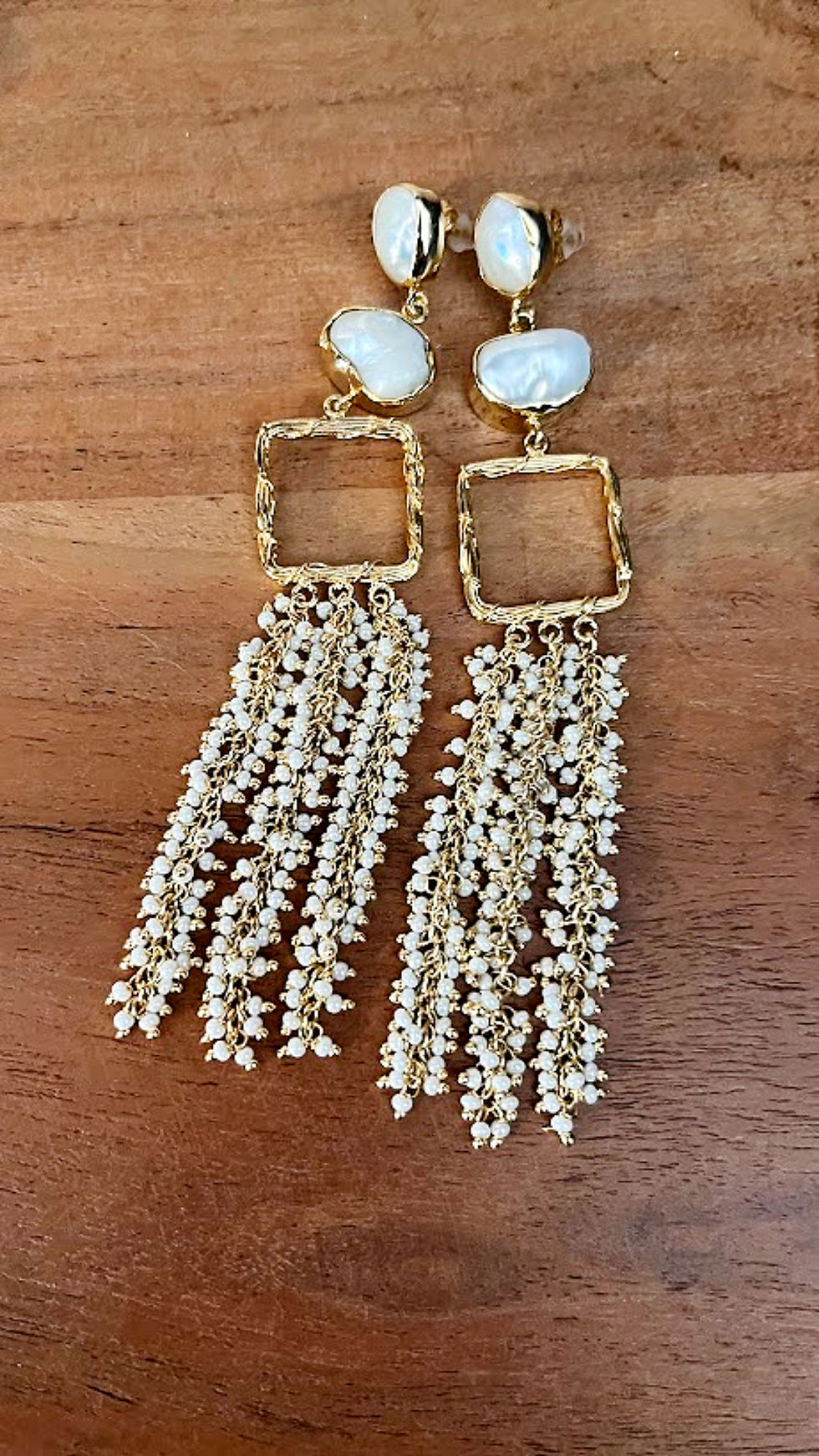 Thumbnail: Gold Drop Pearls Cluster - Waterfall